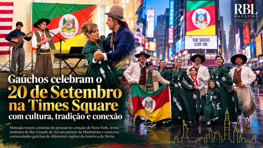Gaúchos celebram o 20 de Setembro na Times Square com cultura, tradição e conexão