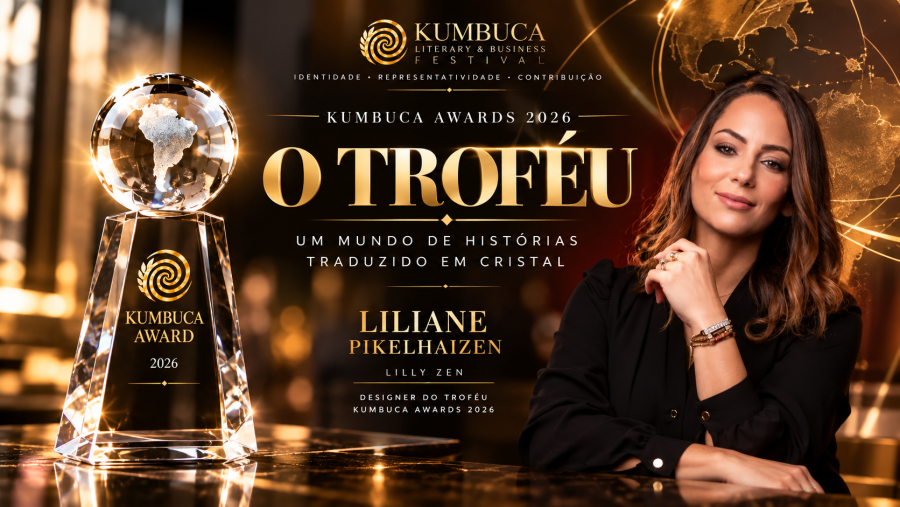 Um mundo de histórias traduzido em cristal: Liliane Pikelhaizen assina o troféu exclusivo do Kumbuca Awards